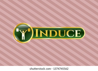  Shiny emblem with weightlifting icon and Induce text inside