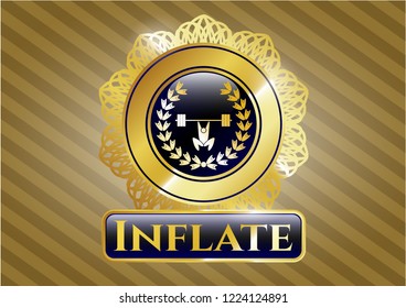  Shiny emblem with weightlifting inside of crown icon and Inflate text inside