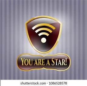 Shiny emblem with wifi signal icon and You are a Star! text inside