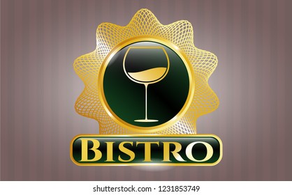  Shiny emblem with wine cup icon and Bistro text inside