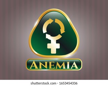  Shiny emblem with women cycle icon and Anemia text inside