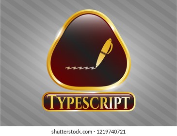  Shiny emblem with writer icon and Typescript text inside