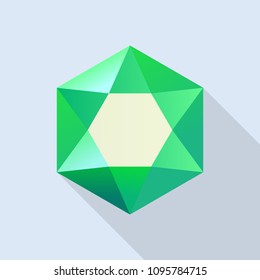Shiny emerald icon. Flat illustration of shiny emerald vector icon for web design