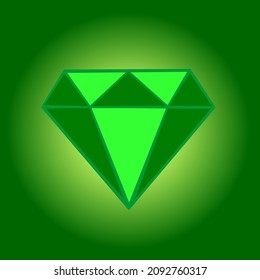 Shiny emerald  on a green background