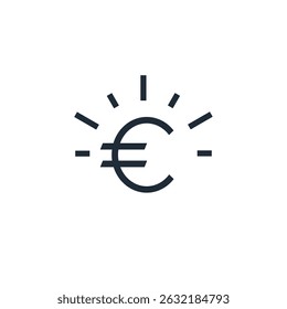 Euro brilhante. Ilustração de ícone linear de vetor em fundo branco.