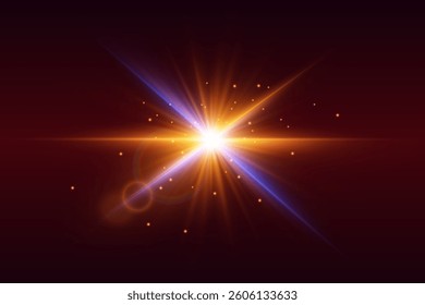 Shiny explosion, light and star effect.