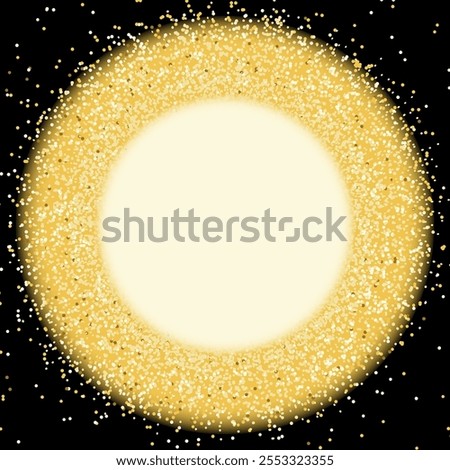 Shiny festive empty round frame on black background