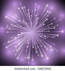 Shiny firework on purple background