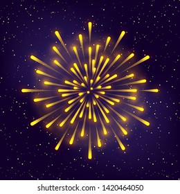 Shiny firework on starry sky background for Your holiday design