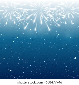 Shiny fireworks on blue background