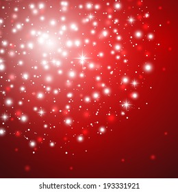 Shiny fireworks on red background