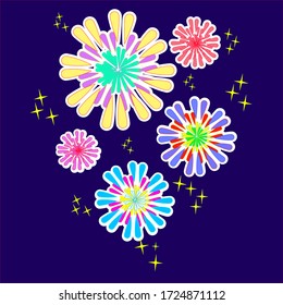 Ilustraciones de imágenes vectoriales de fuegos artificiales brillantes 