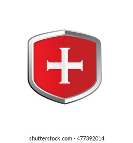 Shiny First Aid Cross Shield Vector Illustration