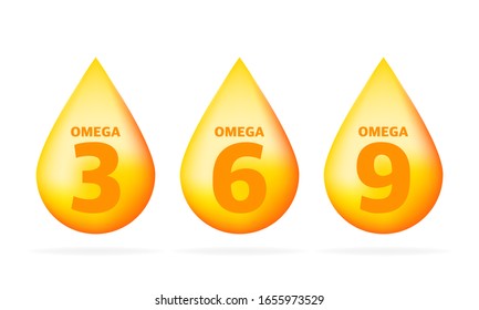 Shiny fish oil nutrition, omega 3,6,9 for good health isolated on transparent background. Vector illustration.