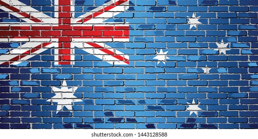 Shiny flag of Australia on a brick wall - Illustration,
Abstract grunge vector background