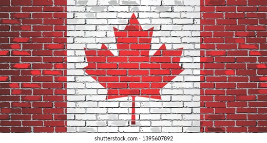 Shiny flag of Canada on a brick wall - Illustration,
Abstract grunge vector background