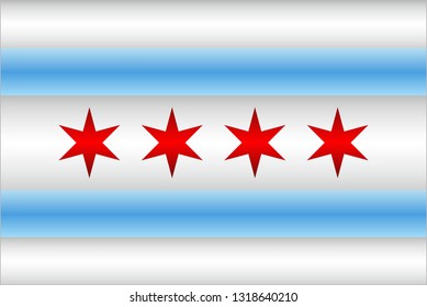 Shiny flag of the Chicago - Illustration, 
Three dimensional flag of Chicago