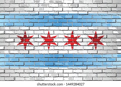 Shiny flag of Chicago on a brick wall - Illustration,
Abstract grunge vector background