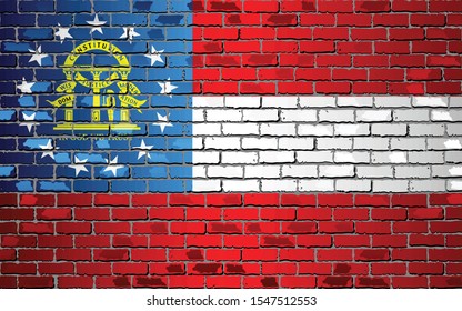 Shiny flag of Georgia on a brick wall - Illustration,
Abstract grunge vector background