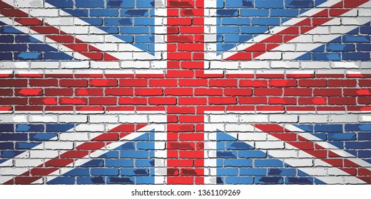 Shiny flag of Great Britain on a brick wall - Illustration,
Flag of United Kingdom in brick style