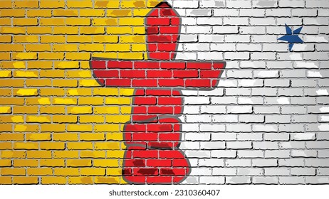 Shiny flag of the Nunavut on a brick wall - Illustration