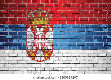 Shiny flag of the Serbia on a brick wall - Illustration, 
Most beautiful flag in the world