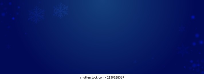 Shiny Flake Vector Pnoramic Blue Background. Glow Elegant Snowflake Banner. Christmas Snowstorm Invitation. Chrismas Confetti Illustration.