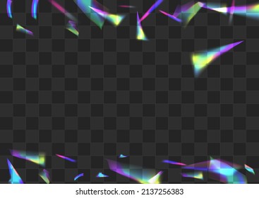 Shiny Flash Vector Transparent Background. Holographic Glitter Digital Template. Color Glare Cool Banner. Holo Carnival Sparkle Design.