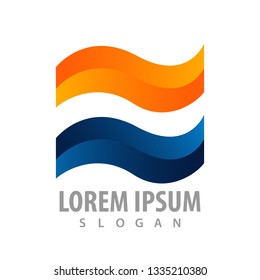 Shiny flat wave logo concept design. Symbol graphic template element 