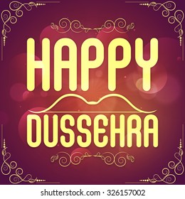 Shiny floral decorated poster, banner or flyer for Indian Festival, Happy Dussehra celebration.
