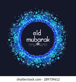 Shiny floral design decorated rounded frame for Muslim community festival, Eid Mubarak celebration.