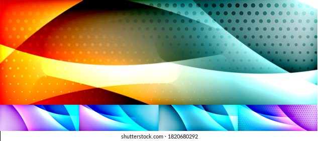 Luminosas olas de neón flotantes conjunto de fondo abstracto