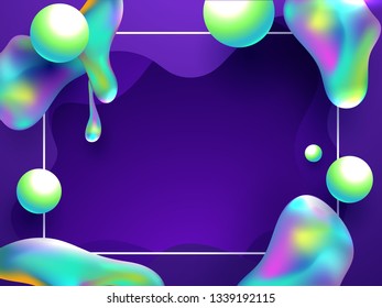 Shiny fluid art abstract on purple background. Can be used as broucher, poster and template design.