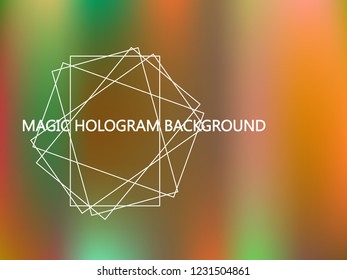 Shiny foil paper. Holographic Platinum, Orange, Green Vector Background. Iridescent Foil. Glitch Hologram. Bright neon rainbow. Ultraviolet metallic paper. Cover to web design. Abstract gradient.