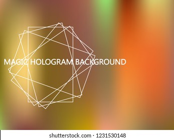Shiny foil paper. Holographic Platinum, Orange, Green Vector Background. Iridescent Foil. Glitch Hologram. Bright neon rainbow. Ultraviolet metallic paper. Cover to web design. Abstract gradient.