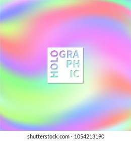 Shiny foil paper. Holographic Vector Background. Iridescent Foil. Glitch Hologram. Pastel neon rainbow. Ultraviolet metallic paper.  Cover to web design.  Abstract colorful gradient. 