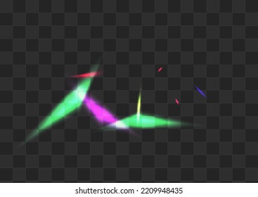 Shiny Foil Vector Transparent Background. Color Glare Metal Texture. Light Tinsel Realistic Pattern. Neon Cool Reflection Template.