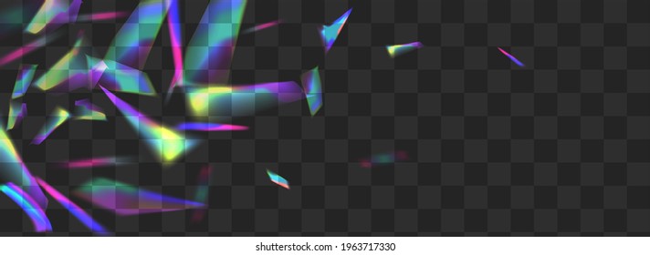 Shiny Foil Vector Transparent Panoramic Background. Holographic Bokeh Realistic Wallpaper. Holo Spectrum Cool Texture. Rainbow Overlay Prism Template.