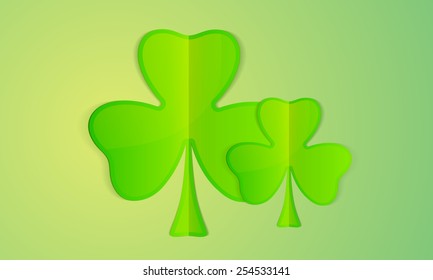 Shiny folded shamrock leaves for St. Patrick's Day celebrations. 