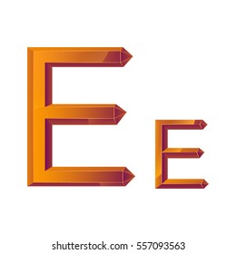 Shiny font. Crystal style E letter on white background. Vector Illustration