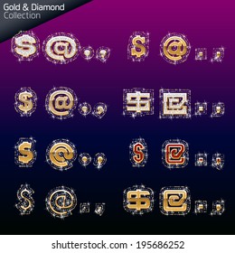 Shiny font of gold and diamond vector illustration. Symbol 2 