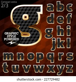 Shiny font of gold and diamond vector illustration. Compact bold. File contains graphic styles available in Illustrator