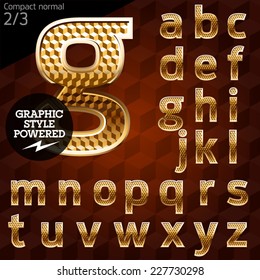 Shiny font of gold and diamond vector illustration. Compact normal. File contains graphic styles available in Illustrator