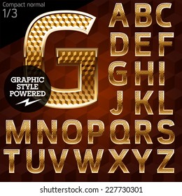 Shiny font of gold and diamond vector illustration. Compact normal. File contains graphic styles available in Illustrator