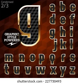 Shiny font of gold and diamond vector illustration.Condensed. File contains graphic styles available in Illustrator