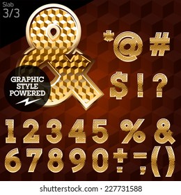 Shiny font of gold and diamond vector illustration. Slab. File contains graphic styles available in Illustrator
