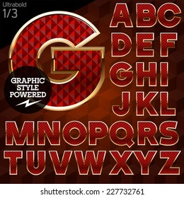 Shiny font of gold and diamond vector illustration. Bold. File contains graphic styles available in illustrator