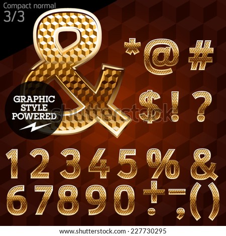 Shiny font of gold and diamond vector illustration. Compact normal. File contains graphic styles available in Illustrator