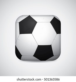 Shiny Football / Soccer Square Form Ball. Vector Illustration. Icon Of Scratch Ball.