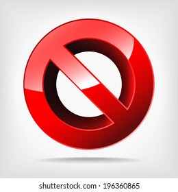 shiny forbidden sign isolated on white, Vector graphic